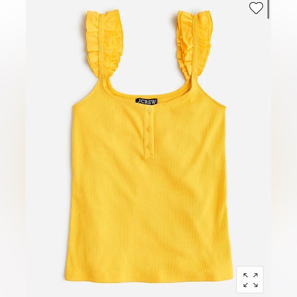 J. Crew | scrunchie-strap henley tank in vintage rib in solar yellow